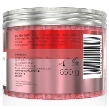 9393 ŻURAWINOWA WITALNOŚĆ Rewitalizująca sól do kąpieli z żurawiną i trawą cytrynową / 650g